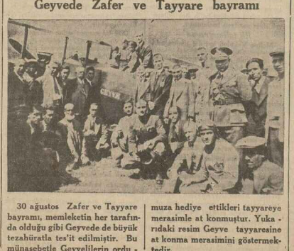 İşte Geyve Teyyaresi Fehmi Bölükbaş’tan Bir Belge Daha Geyve