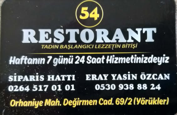 54 RESTORANT Geyve Tadın Başlangıcı Lezzetin Bitişi