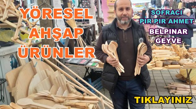 Geyve Perşembe Pazarında Ahşap Sofra Kaşık Çeşitli Mutfak Malzemeleri Sofra Balta Satıyor