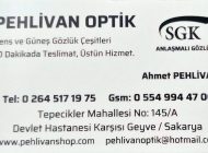 Pehlivan Optik Geyve Lens ve Güneş Gözlük Çeşitleri SGK Anlaşmalı Gözlükçü Ahmet Pehlivan