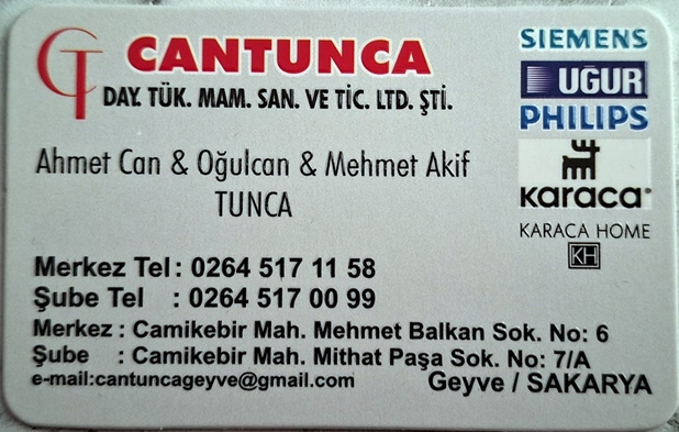 Cantunca Geyve Day. Tük. Mam.San. ve Tic Ltd. Şit. Geyve Sakarya